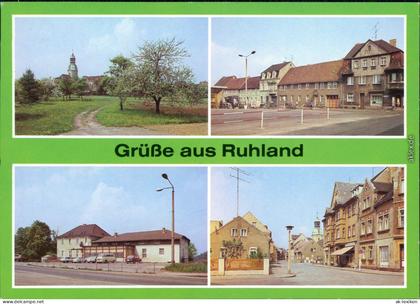 Ruhland Rólany Teilansicht, Markt, Gaststätte "Zollhaus", Bahnhofstraße 1985
