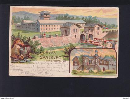 Dt. Reich Litho Saalburg 2 Ansichten 1900
