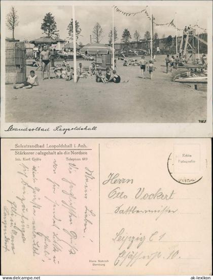 Ansichtskarte Leopoldshall-Staßfurt Stassfurt Strandpartie - Rutsche 1939