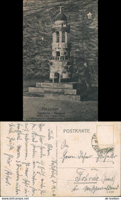 Ansichtskarte Staßfurt Stassfurt Salzbergwerk Salzturm 1921