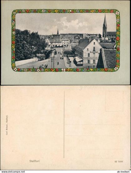 Ansichtskarte Staßfurt Stassfurt Straßenpartie am Hotel Kaiserhof 1912