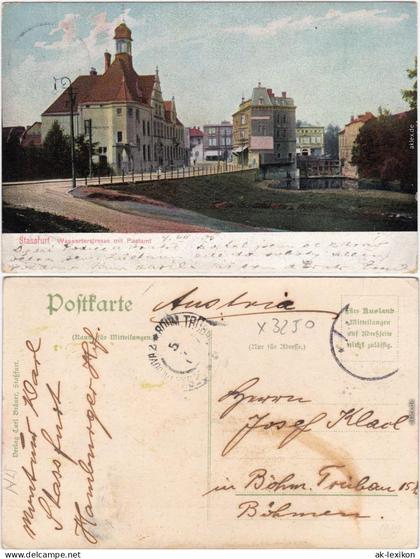 Ansichtskarte Staßfurt Stassfurt wassertorstraße und Postamt 1912