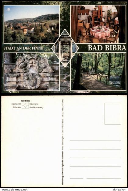 Bad Bibra Mehrbild-AK Stadtansicht Bibermühle Bäderstein Aue-Wanderweg 1990