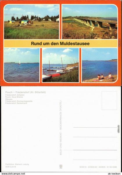 Pouch Muldestausee Friedersdorf: Zeltplatz, Bootsanlegestelle, Badestrand  1983