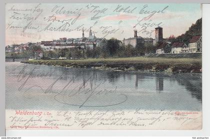 (101218) AK Waldenburg, Sachsen, Mulde, Stadtansicht mit Schloss 1907