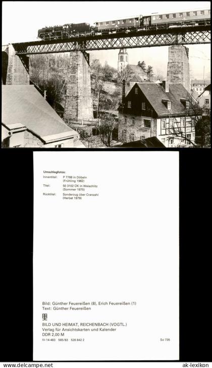 Ansichtskarte Cranzahl-Sehmatal Dampfzug auf Eisenbahnviadukt 1982