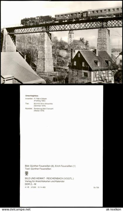 Ansichtskarte Cranzahl-Sehmatal Dampfzug auf Eisenbahnviadukt 1982