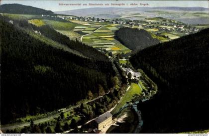 CPA Bermsgrün Schwarzenberg im Erzgebirge, Panorama Schwarzwassertal am Hirschstein