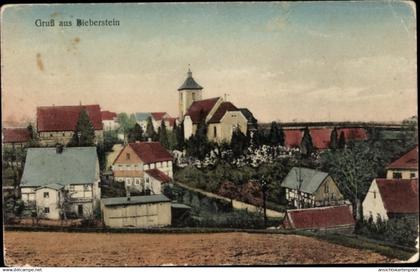 CPA Bieberstein Reinsberg in Sachsen, Teilortsansicht, Kirchturm