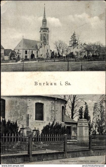 CPA Burkau in Sachsen, Kirche, Kriegerdenkmal