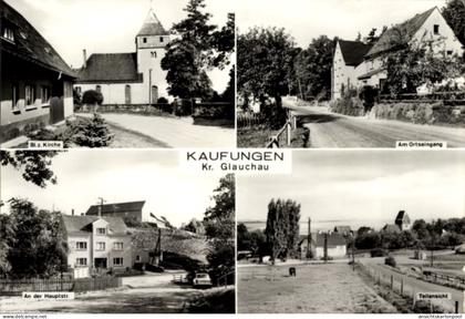 CPA Kaufungen Limbach Oberfrohna Sachsen, Kirche, Hauptstraße, Ortseingang