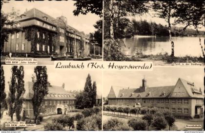 CPA Laubusch Lauta in der Oberlausitz, Verwaltungsgebäude, Teich, Kulturhaus, Grundschule