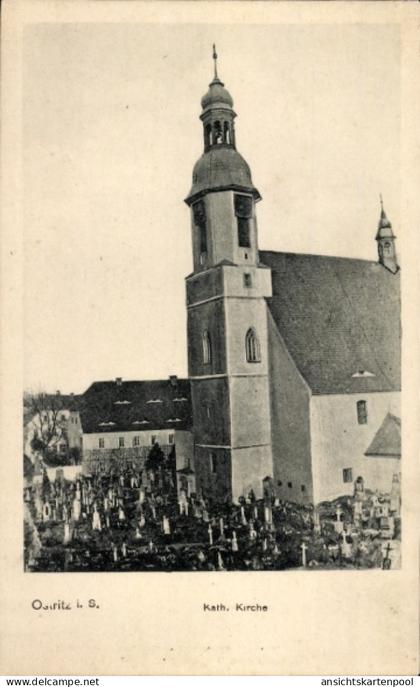 CPA Ostritz in der Oberlausitz Sachsen, Katholische Kirche, Friedhof