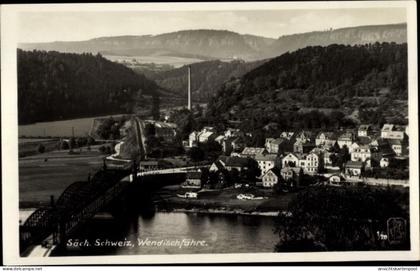 CPA Wendischfähre an der Elbe Rathmannsdorf Sachsen, Brücke