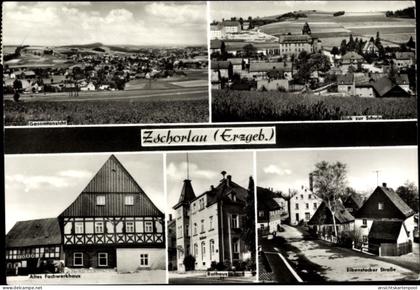 CPA Zschorlau Erzgebirge, Altes Fachwerkhaus, Rathaus, Gesamtansicht