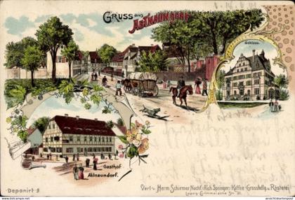 Lithographie Abtnaundorf Schönefeld Leipzig, Schloss, Gasthof Abtnaundorf