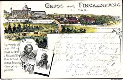 Lithographie Maxen Müglitztal in Sachsen, Berg Finckenfang, Portraits