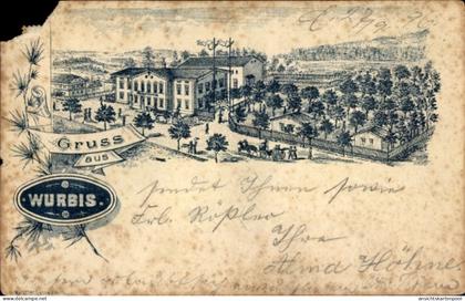 Lithographie Wurbis Crostau Schirgiswalde Kirschau in Sachsen, Gastwirtschaft
