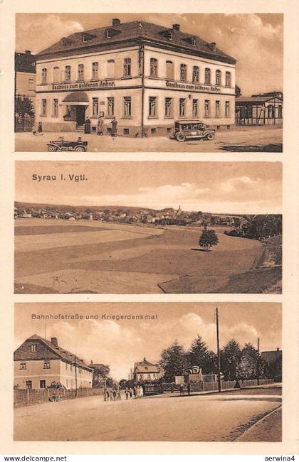 Syrau Vogtland Bahnhofstrasse Gasthaus goldenen Anker Postkarte