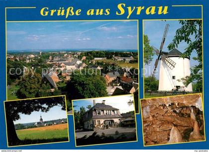 Syrau Vogtland Panorama Turmhollaendermuehle Kirche Hoehleneingang Drachenhoehle