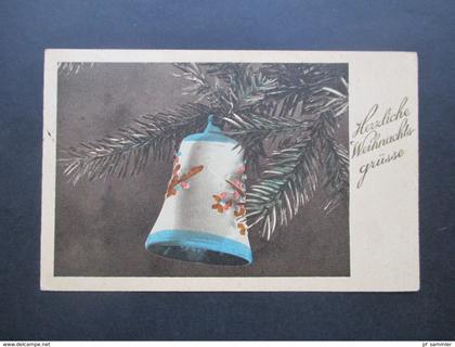 Weihnachtskarte 1940 Weihnachtsglocke Herzliche Weihnachtsgrüsse Stempel Kattowitz Oberschlesien