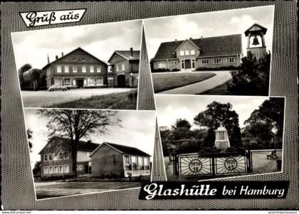 CPA Glashütte Norderstedt in Schleswig Holstein, Stadtpartie mit Denkmal