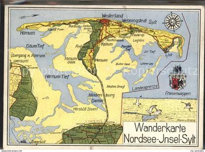 Insel Sylt Wanderkarte Nordsee Insel Sylt