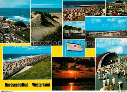 Westerland Sylt Teilansichten Nordseeheilbad Duenen Sonnenuntergang am Meer Konz