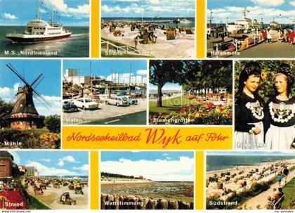 WYK  FoeHR Nordfriesland MS Nordfriesland Strand Hafenmole Muehle Hafen Blumengr