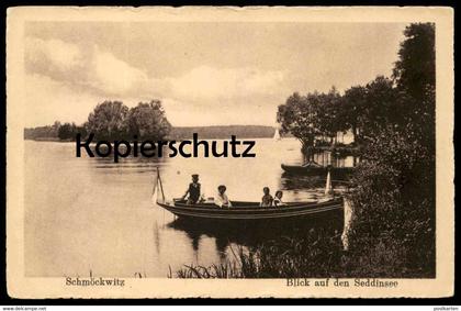 ALTE POSTKARTE BERLIN SCHMÖCKWITZ BLICK AUF DEN SEDDINSEE Boot Familie family Schmoeckwitz Ansichtskarte AK postcard cpa