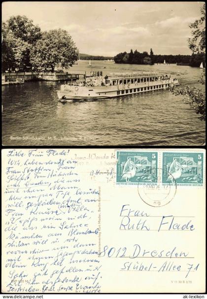Schmöckwitz-Berlin Umlandansicht mit Fahrgastschiff MS JOHANNES R. BECHER 1976