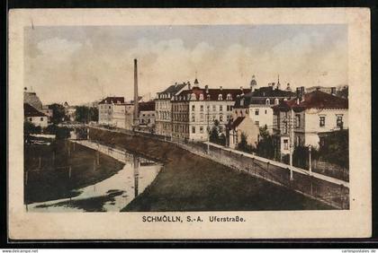 AK Schmölln /S.-A., Uferstrasse, Fabrik mit Schornstein
