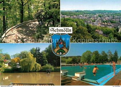Schmoelln Thueringen Blick vom Pfefferberg Teilansicht Brauereiteich Stadtbad