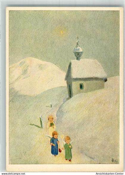 39892098 - Nr. 5844 Verlag Josef Mueller  Weihnachten  Engel Kirchgang