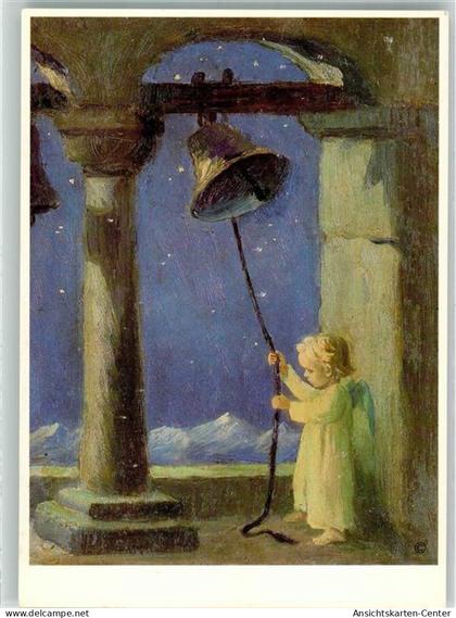 39896228 - Engel laeutet in sternenklarer Nacht die Glocken