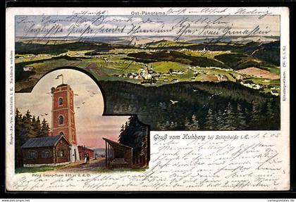 Lithographie Schönheide, Ost-Panorama, Prinz Georg-Turm
