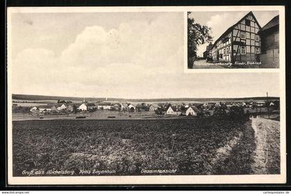 AK Michelsberg / Schwalmstadt, Kolonialwarenhandlung Friedr. Fröhlich, Blick zum Ort
