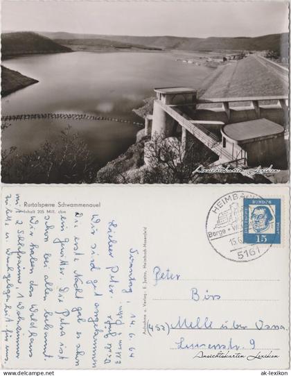 Ansichtskarte Simmerath Ruhrtalsperre Schwammenauel 1964