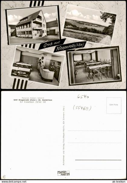 Ansichtskarte Riegenroth-Simmern (Hunsrück) Pension Schmidt Mehrbild 1962