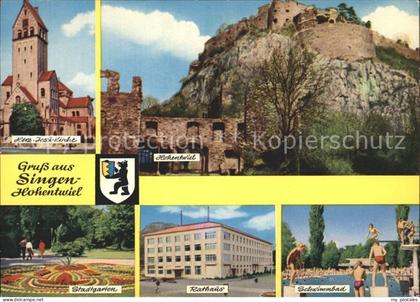 Singen Hohentwiel Hohentwiel Rathaus Stadtgarten Schwimmbad