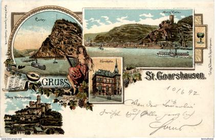 Gruss aus St. Goarhausen - Litho