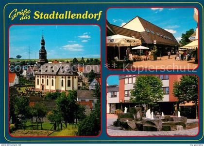 Stadtallendorf Kirche Innenstadt Fussgaengerzone Brunnen