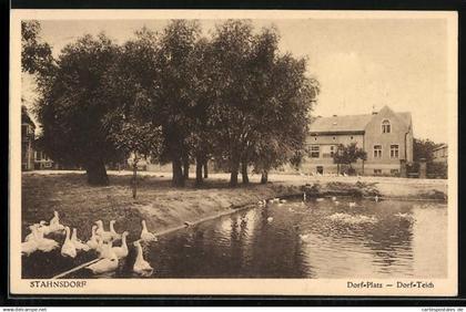 AK Stahnsdorf, Dorf-Platz mit Dorf-Teich