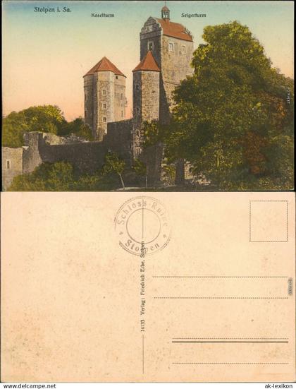 Ansichtskarte Stolpen Burg Stolpen - Koselturm, Seigerturm 1914