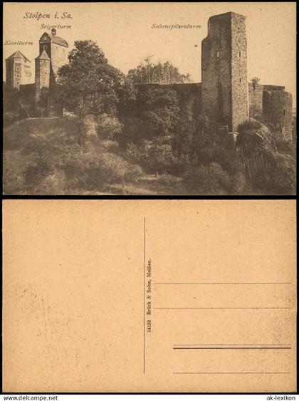 Ansichtskarte Stolpen Burg Stolpen Koselturm Siebenspitzenturm 1912