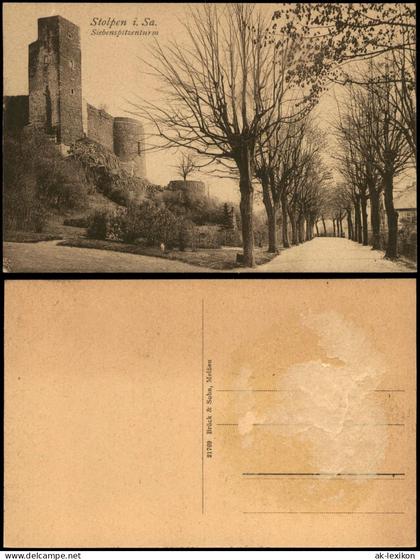 Ansichtskarte Stolpen Burg Stolpen Siebenspitzenturm Allee 1920