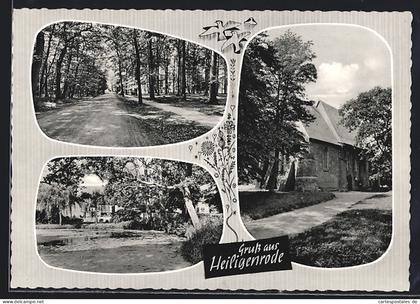 AK Heiligenrode / Stuhr, Kirche, Waldweg, Gewässerpartie