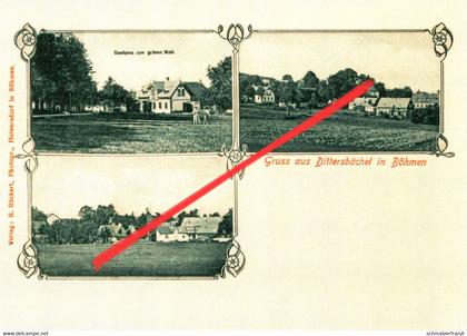 REPRO AK Dittersbächel Detrichovec Gasthof Baude a Heinersdorf Wigandsthal Volkersdorf Neustadt Tafelfichte Isergebirge
