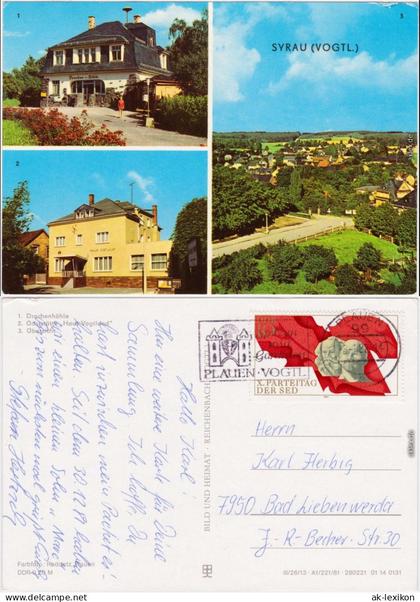 Syrau Vogtland 1. Drachenhöle, 2. Gaststätte "Haus Vogtland", 3. Übersicht 1981