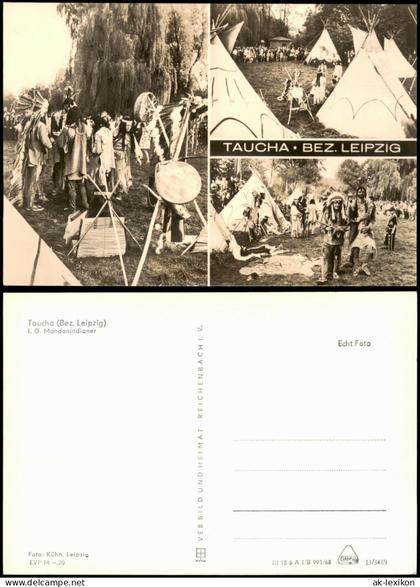 Taucha DDR Mehrbildkarte I. G. Mandanindianer Indianer Spiele 1968